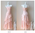 Vintage Pink Spaghetti Strap Evening Dress Satin Sheath Long Prom Dress TP5000