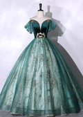 Vintage Dark Green Glittering Sequin Sweetheart Tulle Sweet 16 Quinceanera A-Line Evening Dress Long Ball Gown TP5001