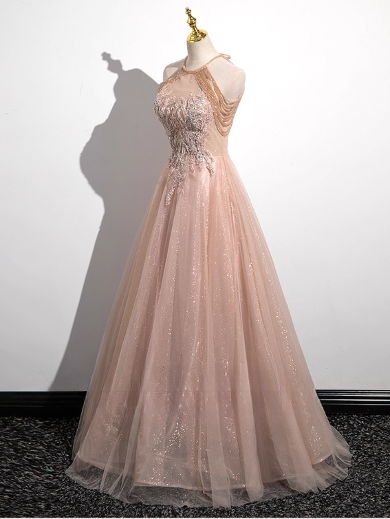 Vintage Glittering Beaded Evening Dress A-Line Off-the-shoulder Long Prom Dress TP5004