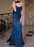 Vintage Teal Blue Strapless Sweetheart Mermaid Prom Dress TP5650