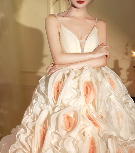 Glamorous 3D Rose Spaghetti Strap Sweet 15 Quinceanera Ball Gown TP5472