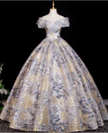 Glamorous Floral Embroidery Off-Shoulder A-Line Sweet 15 Quinceanera Ball Gown TP5502