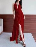Ethereal Chiffon Halter Neck Evening Gown Floral Prom Dress TP5707