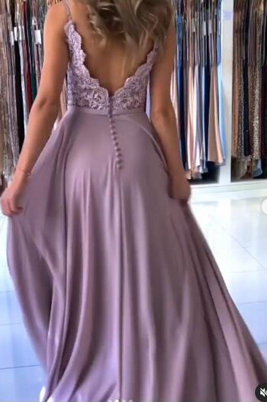 Spaghetti-Straps Applique Mermaid Prom Dress With Split gh663