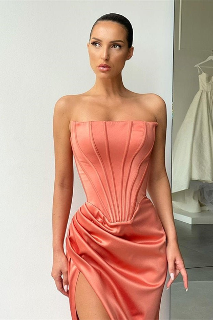 Strapless Long Prom Dress Split Evening Party Gowns  gh616