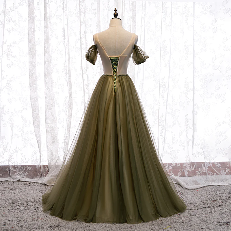Off Shoulder Tulle Sweetheart Floor Length Long Party Dress, A-Line Wedding Party Dresses Prom dress  gh19
