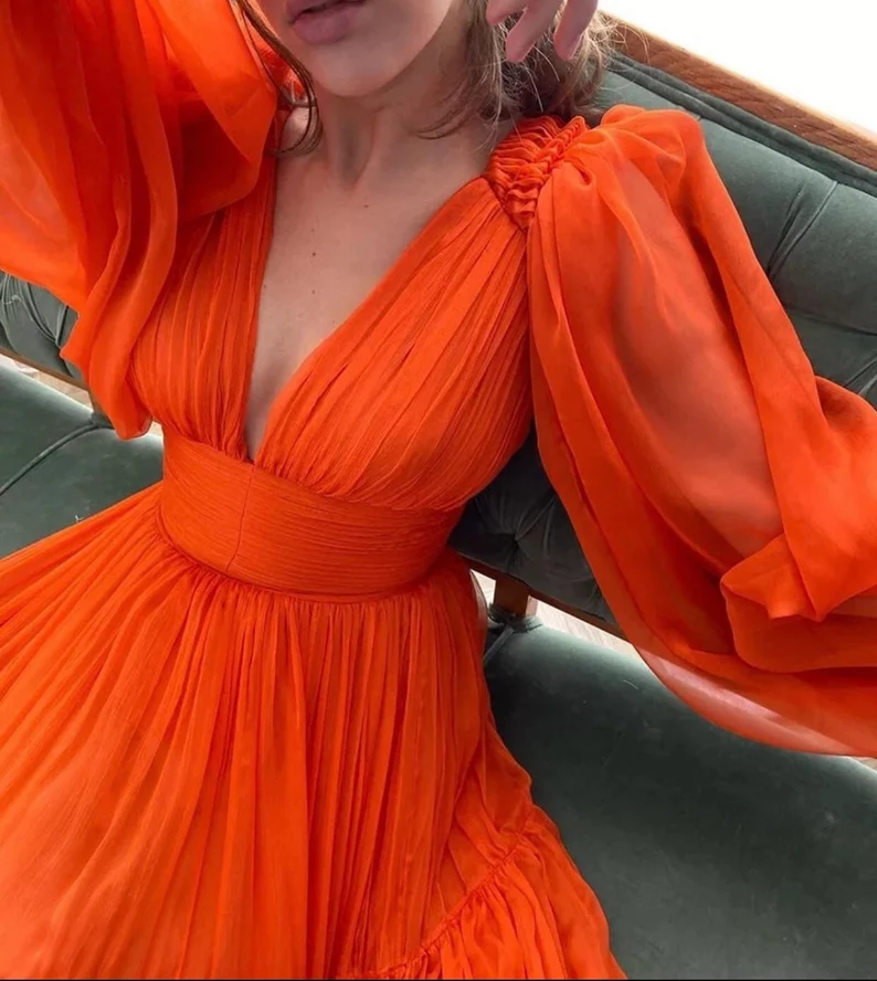 Customizable Long Puff Sleeve Party Dress gh2151