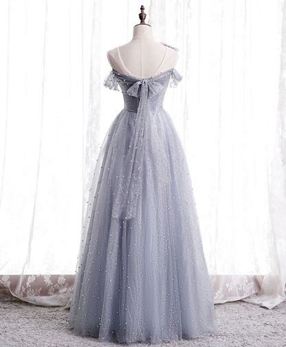 Tulle beads long prom dress tulle formal dress  gh2264