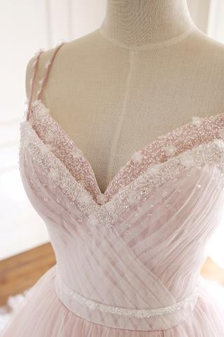 Pink Tulle Prom Dresses with Lace Appliques, A Line Formal Evening Party Dresses gh2272