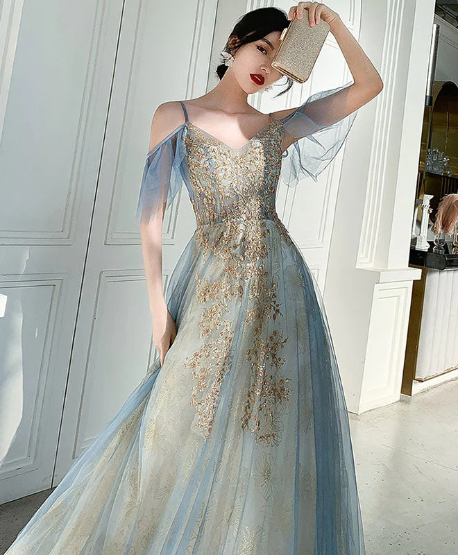 Green tulle lace long prom dress, green tulle lace formal dress  gh2262