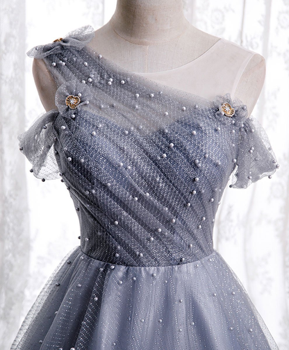 Tulle beads long prom dress tulle formal dress  gh2264
