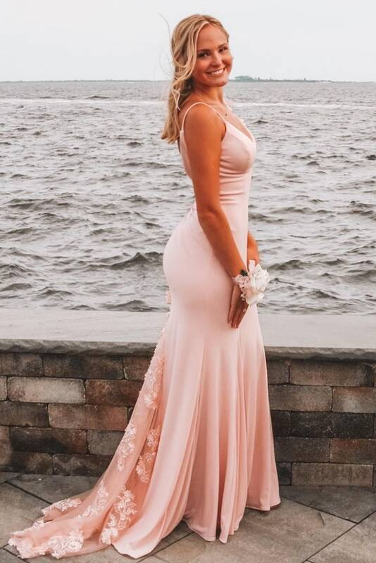 Open Back Blush Mermaid Long Formal Dress  gh2294