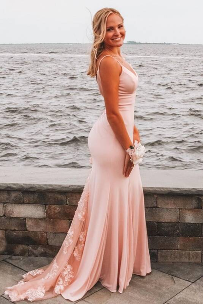 Open Back Blush Mermaid Long Formal Dress  gh2294