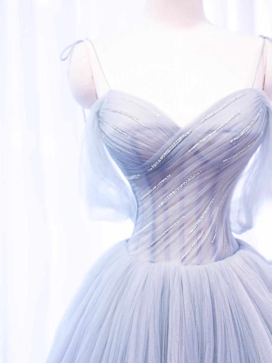 Spaghetti Strap Tulle Long Prom Dress P672