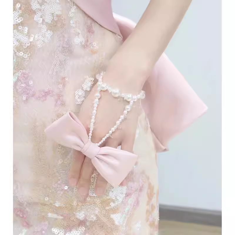 Vintage A line Strapless Party Dresses Pink Prom Dresses P945