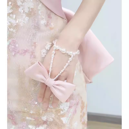 Vintage A line Strapless Party Dresses Pink Prom Dresses P945