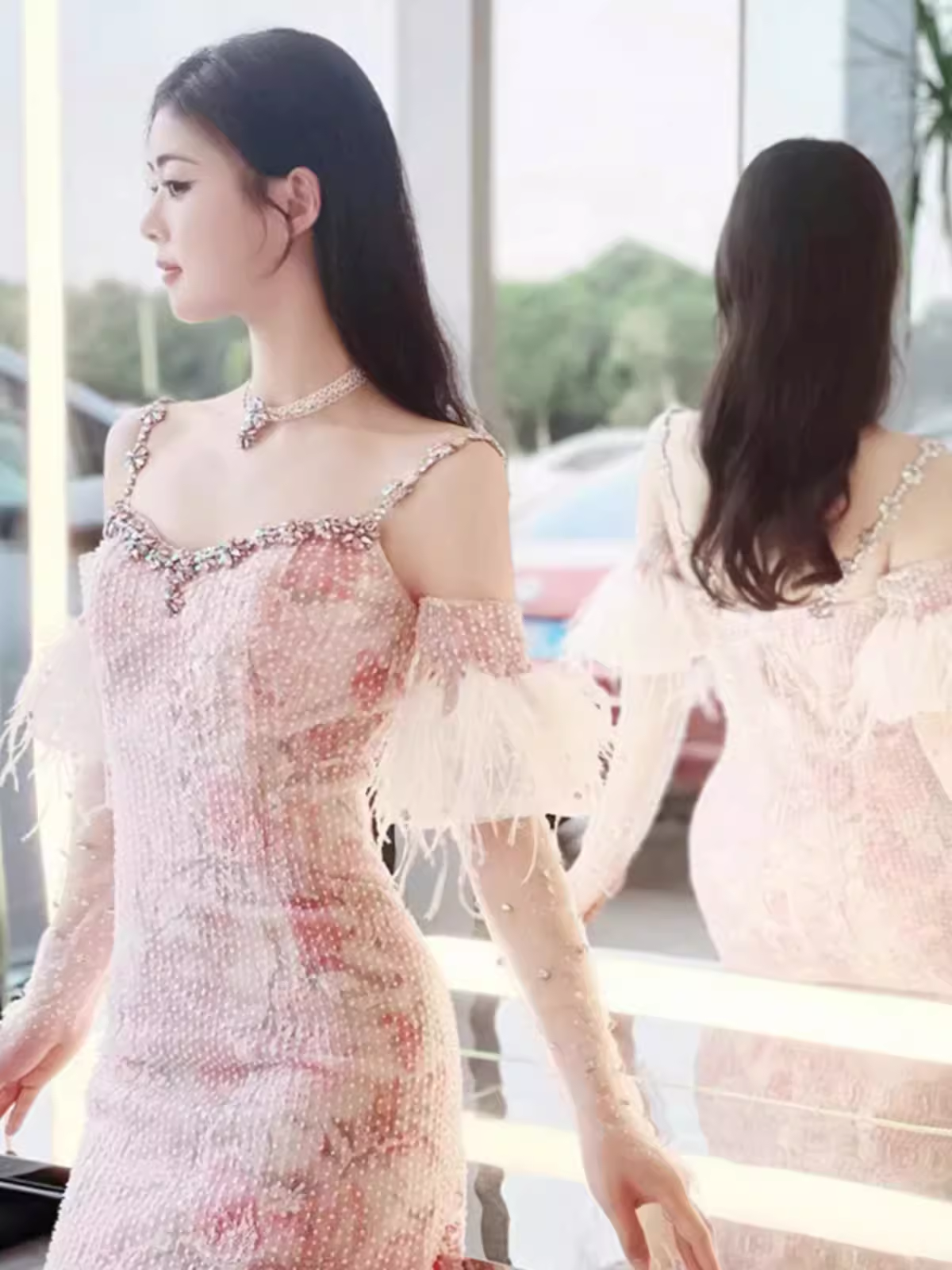 Sexy Mermaid Pink Sequin Prom Dresses P1016