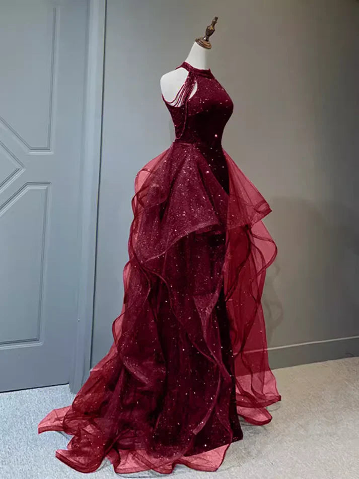 Burgundy/Black/Blue Shiny Bodycon Sequined Long Elegant Ball Gown Evening Dress gh3058