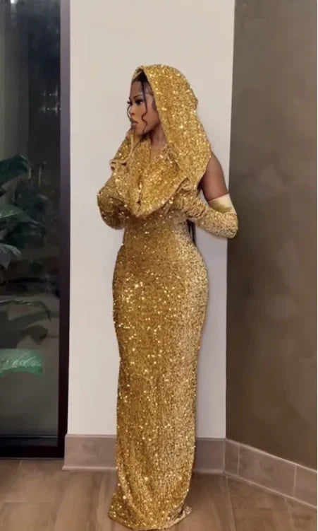 Enchanting Glittering Sequin Beaded Mermaid Halter-neck Prom Dress Party Dress Evening Dress TP4508