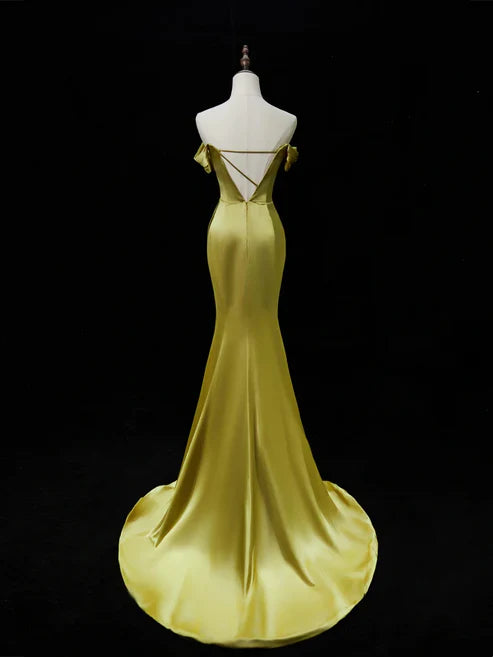 Elegant Satin Mermaid Evening Gown Strapless 3D Flowers Party Dress Long Formal Dress TP4961