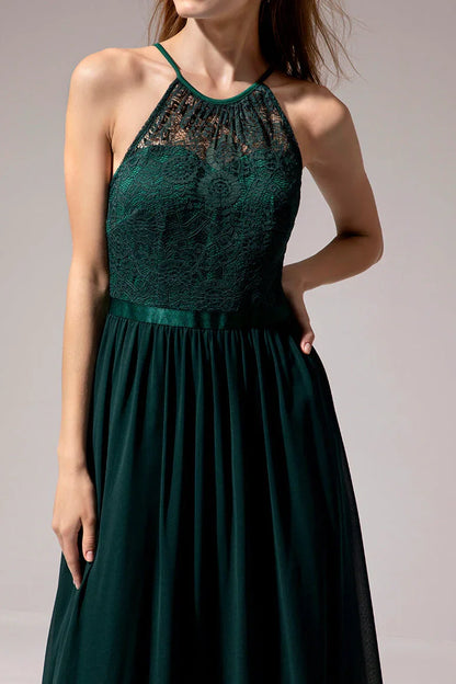 Round Sleeveless Two Tone Appliques Bridesmaid Dress