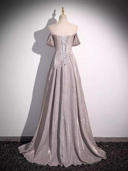 Pretty A line Square Neckline Sleeveless Long Evening Party Dress Pink Prom Dresses PD0055