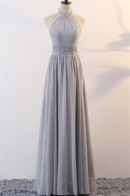 Grey Chiffon Long Mismatched Bridesmaid Dresses