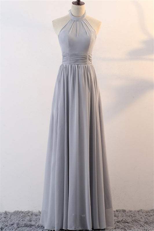 Grey Chiffon Long Mismatched Bridesmaid Dresses