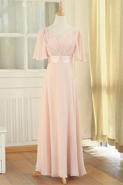 Peach Chiffon Long Mismatched Bridesmaid Dresses