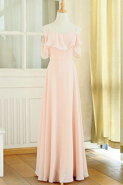 Peach Chiffon Long Mismatched Bridesmaid Dresses