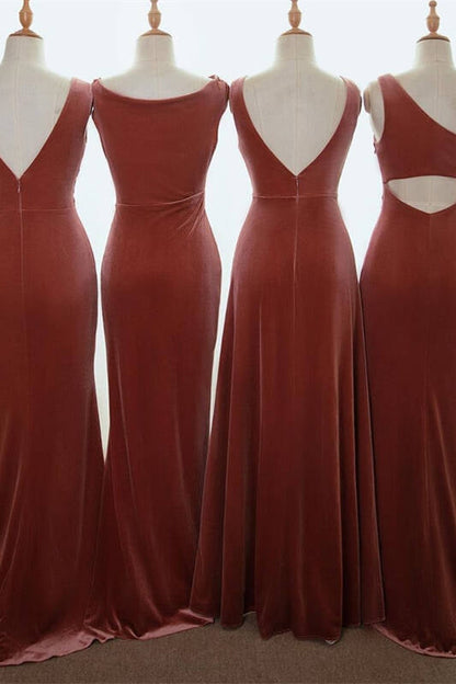 English Rose Velvet Mismatched Bridesmaid Dress