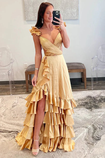 Chic A-Line Illusion Empire A-Line Tiered Prom Party Dress
