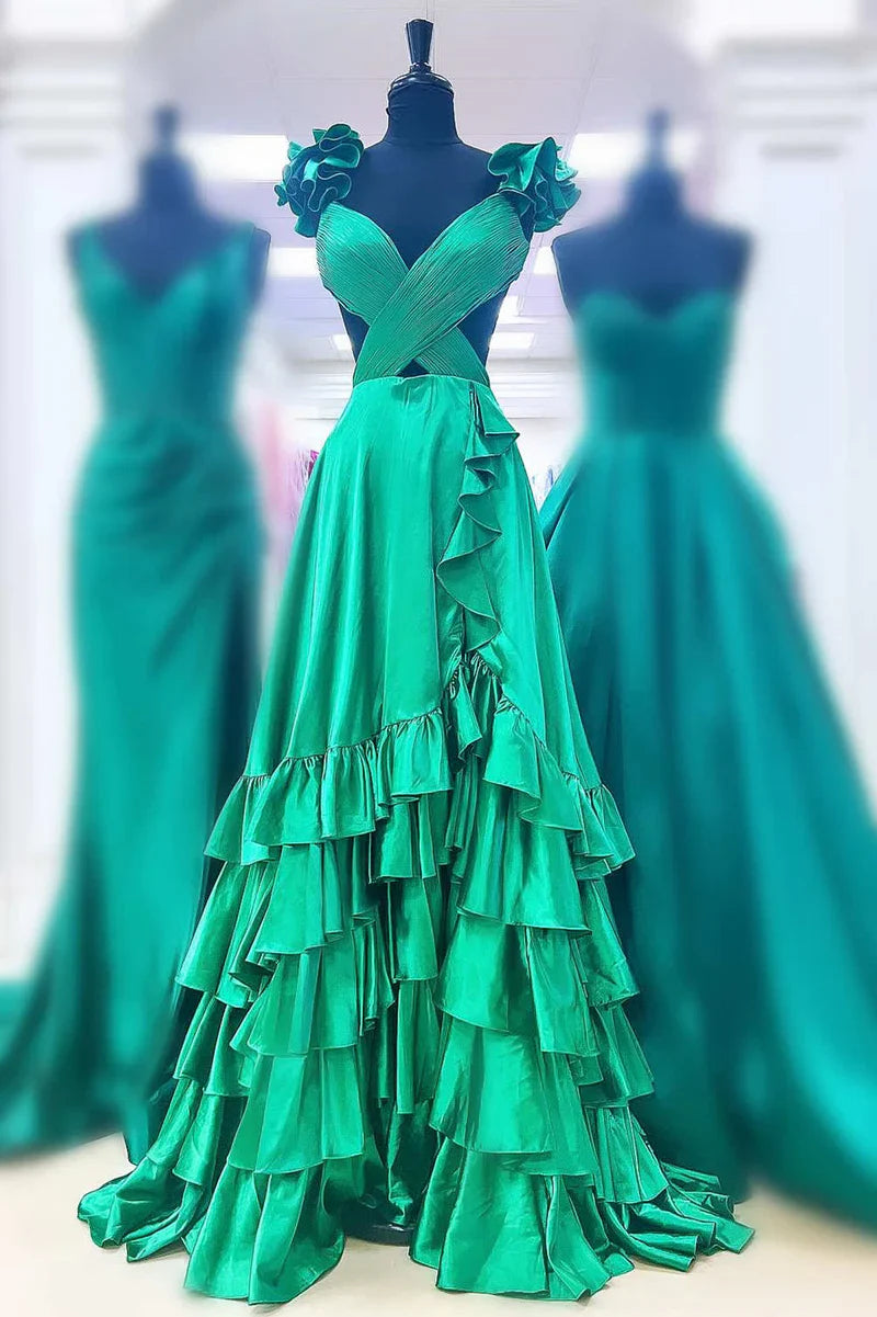 Chic A-Line Illusion Empire A-Line Tiered Prom Party Dress