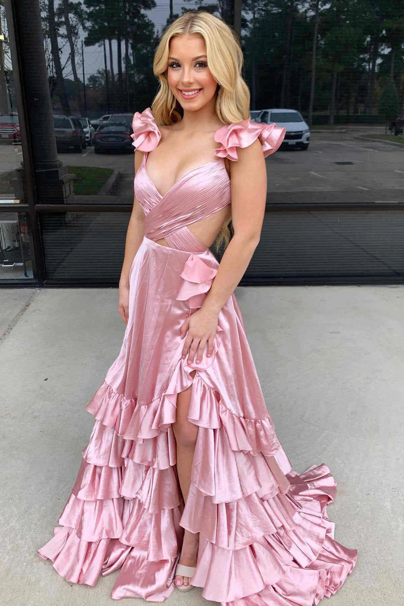 Chic A-Line Illusion Empire A-Line Tiered Prom Party Dress