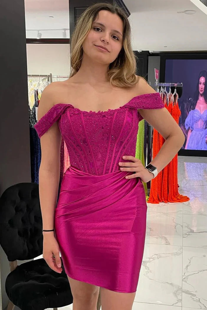 Satin Fitted Two Tone Empire Ruched Homecoming Dress