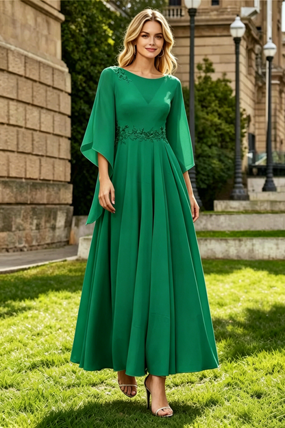 Scoop Chiffon A-Line Appliques Empire Mother Of The Bride Dress