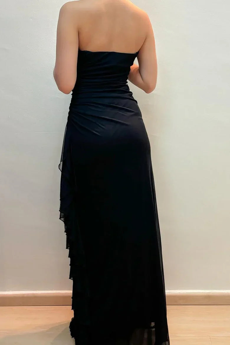 Sexy Bodycon Strapless Party Prom Dress With Lace Appliques