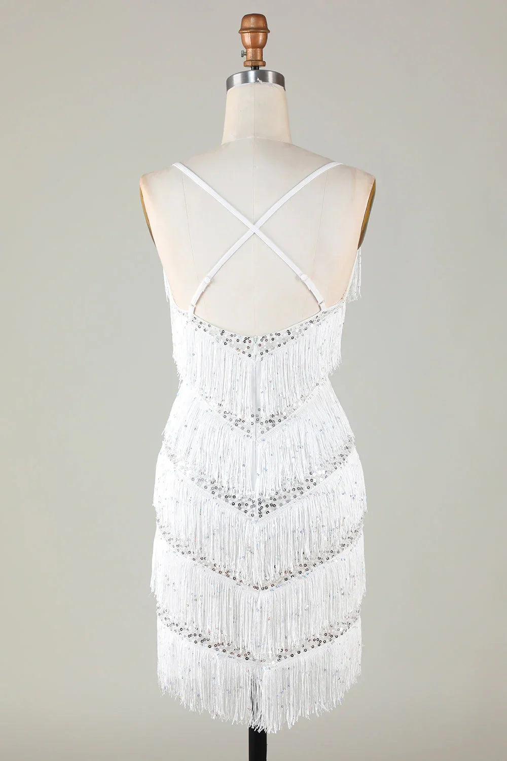 Sexy Glitter V-Neck Sleeveless Empire Beaded Fringed Homecoming Dress