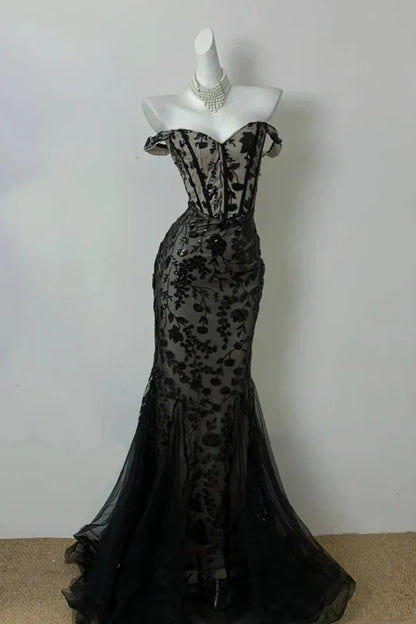 Sexy Lace Off-Shoulder Empire Mermaid Party Prom Dress