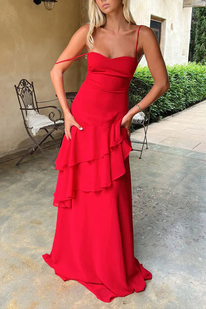 Chiffon A-Line Sweetheart Spaghetti Straps Empire Party Prom Dress