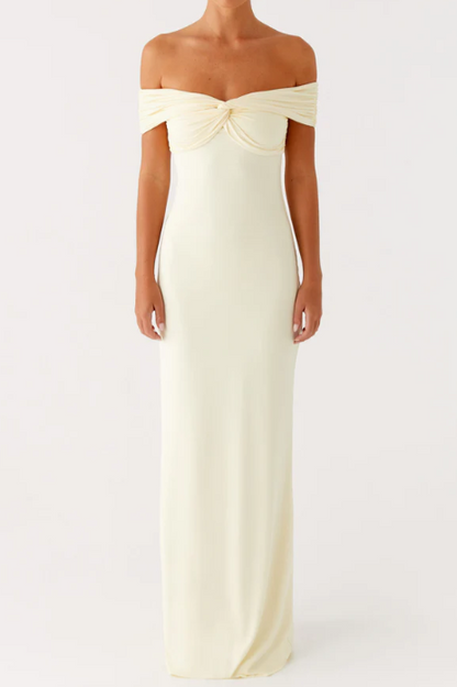 Sheath Off-Shoulder Satin Floor-Length Party Prom Dress