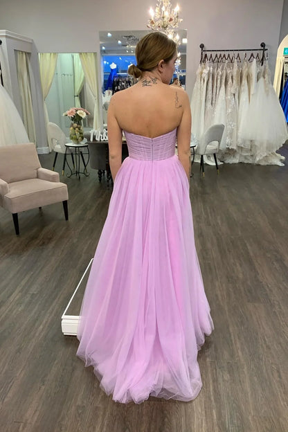 Sheer Empire Sweetheart Strapless Tulle A-Line Party Prom Dress