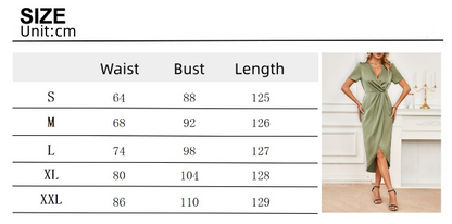 Short Sleeves V-Neck Empire Midi Cocktail Party Dress