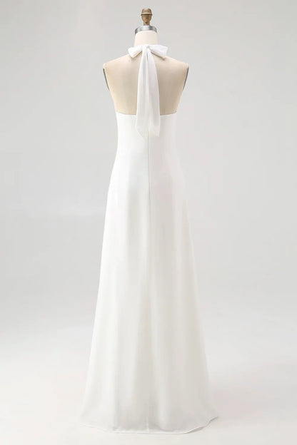 Simple A-Line Halter Sleeveless Party Prom Dress