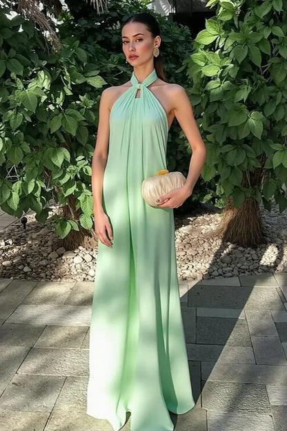 Simple A-Line Halter Sleeveless Party Prom Dress