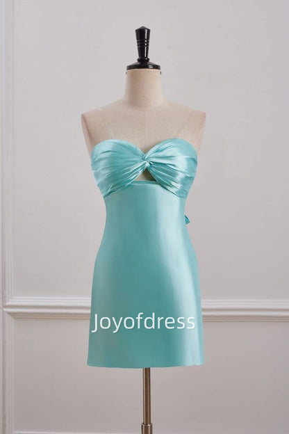 Simple Satin Lace Up Sweetheart Mini Homecoming Dress
