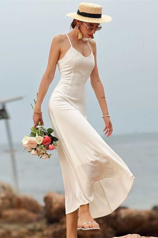 Simple White Long Maxi Dress