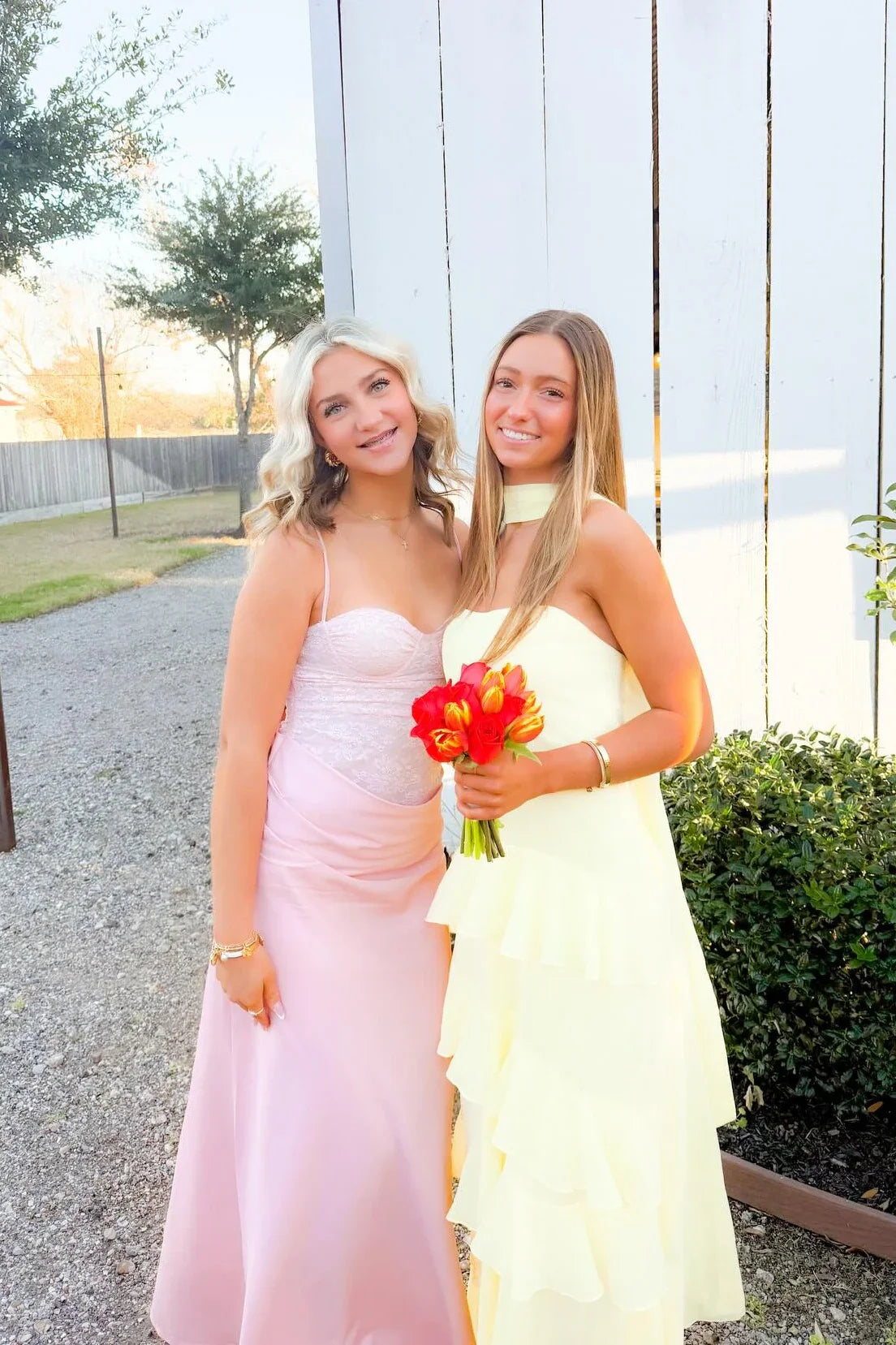 Spaghetti Straps Chiffon Tiered A-Line Floor-Length Party Prom Dress