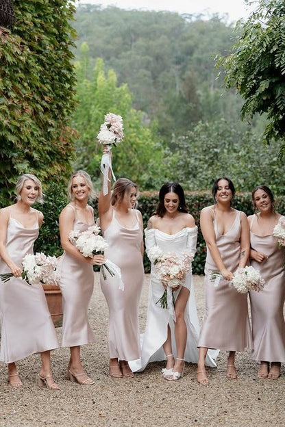Spaghetti Straps Scoop Satin Mermaid Bridesmaid Dress