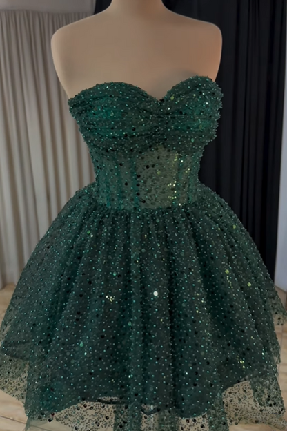 Sparkly Sweetheart Strapless Empire Sequins Homecoming Dress